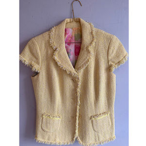 Vintage Paris pale yellow Tweed short sleeve